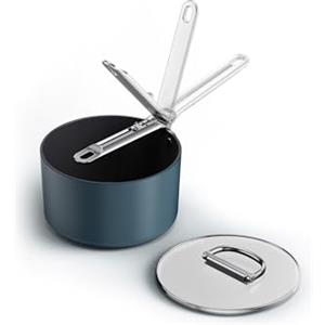 Joseph Joseph Space 19 cm (2,9 qt) pentola antiaderente con manico pieghevole e coperchio, compatibile con l'induzione