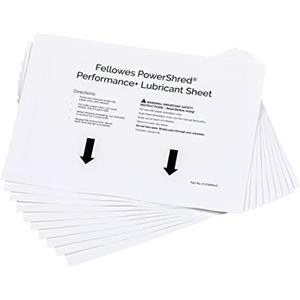 Fellowes 4025601 fogli lubrificanti per distruggidocumenti - Powershred Performance+ fogli oliati per distruggidocumenti facili da usare, bianchi, confezione da 10 fogli