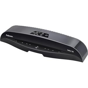 Fellowes Plastificatrice A3 Calibre per piccoli uffici, Pronta in 1 minuto con Spegnimento e modalità Riposo, 80-125 Micron, Kit con 10 fogli A4 per plastificazione incluso, Nero