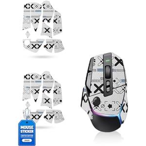 toergy Set di 2 nastri antiscivolo per Logitech G G502 X Plus, resistenti al sudore, facili da usare, design autoadesivo, kit di aggiornamento professionale per mouse, motivo stampato bianco
