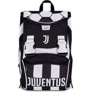 Seven Zaino Estensibile Juventus, Doppio Scomparto, Nero, 24L, Zip laterali, Tasca frontale, Tasca laterale portaborraccia, Scuola elementare e media, Bambino, Ragazzo, Calcio, Prodotto ufficiale