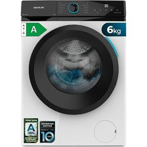 Cecotec Lavatrice a Carica Frontale 6Kg Bolero DressCode 6160 Inverter. 1200RPM, 11 Programmi, Basso Consumo, Motore Inverter Plus, Steam Max, Drum Clean, Rapido 15', Display LED