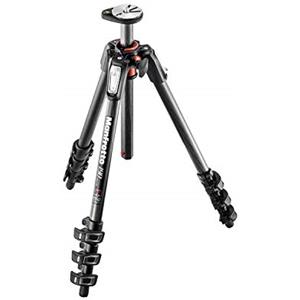 Manfrotto MT190CXPRO4 Treppiede Foto, Colonna Posizionabile a 90°, 4 Sezioni in Carbonio, per Fotocamera Mirorrless, DSLR Nero/Antracite