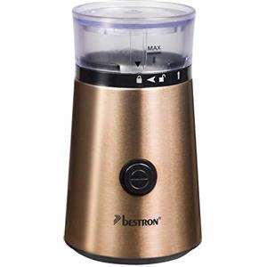 Bestron Macina caffè elettrico con lame in acciaio inox, Capacità: 50 g, 150 W, Acciaio inox effetto rame