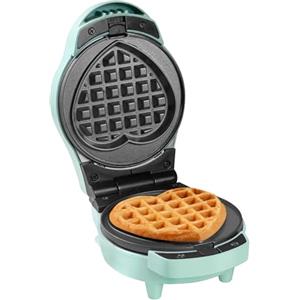 Bestron Mini Piastra per Waffle 12,5 cm - Piastre Rotonde e a Cuore - Rivestimento Antiaderente - Manico Cool Touch - Spie Luminose - Macchina per Mini Waffle di Bruxelles - Blu - AMW500MD