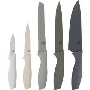 Master Chef MasterChef Coltelli da Cucina, Collezione di Coltello Chef per Pane, Carne e Verdure, Acciaio Inox, Prova di Calore, Lavabile in Lavastoviglie, 5 Pezzi, Grigio