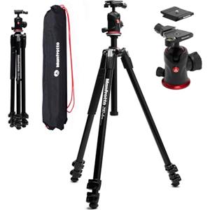 Manfrotto 290XTRA Treppiede Fotocamera in Alluminio con Testa a Sfera 496, 3 Sezioni, 4 Angoli, Blocco Rapido a Leva, Piastra Arca-Swiss, Portata10 kg, Borsa, per Reflex, Mirrorless