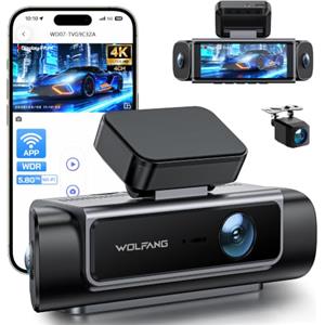 WOLFANG Dash Cam Auto, Dashcam 4 Canali 610° Telecamera Auto 4K Fronte 1080P Retro Interno Laterali, 5.8GHz Wi-Fi, IPS 3.39", Visione Notturna, Monitor di Parcheggio, Sensore G, WDR