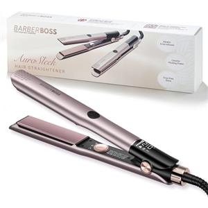 BarberBoss Piastra per capelli in ceramica piastre mobili, cura ionica e cheratina per tutti i tipi capelli, indicatore temperatura LED, piastra professionale per capelli lisci (QR-8412, Rosa)