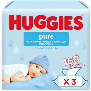 Huggies Pure Salviette Umidificate per Bambini, 3 confezioni da 56 Salviette, 168 Pz (3x56)