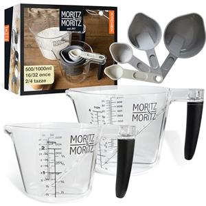 Moritz & Moritz Misurini 1 l e 0,5 l - Set di misurini a tazza e a cucchiaio lavabili in lavastoviglie - Per cucinare con i bambini