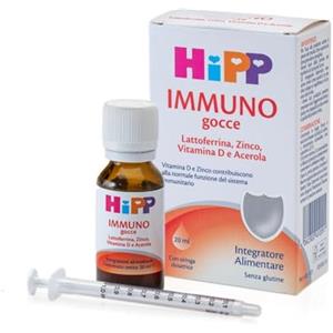 HiPP- HiPP Immuno Gocce, Integratore Alimentare, Difese Immunitarie Bambini, Benessere di Naso e Gola, Lattoferrina, Zinco, Vitamina D, Acerola, Bambini, Sistema immunitario, 20ml