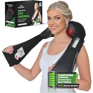 Donnerberg Massaggiatore cervicale a Batteria ricaricabile |7 anni di garanzia sul motore| Qualità Tedesca |Sollievo per muscoli tesi | Infrarossi & Vibrazione |Massaggiatore schiena spalle Donnerberg Originale