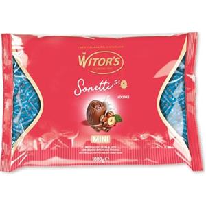 WITOR'S - Sonetti Mini - Cioccolatini Ripieni con Cuore di Crema alle Nocciole - Ovetti di Cioccolato Finissimo - Snack Dolci di Cioccolato al Latte - Busta da 1 Kg