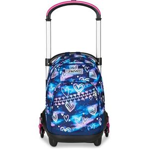 Seven Zaino Trolley Scuola Elementare Bambina 3 ruote, Zaino Sganciabile, Doppio Uso, Spallacci a Scomparsa, Flex, viola fucsia