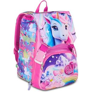 SJ GANG STYLE JAM GANG Zaino Doppio Scomparto Estensibile, Rosa, Maxi Capienza, Schienale Preformato, Bambina, Scuola Elementare