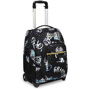 Seven Zaino Trolley, Scuola Elementare, Doppio Uso, Doppio Scomparto, Spallacci a Scomparsa, Bambino, Abstract Graffiti Boy, nero