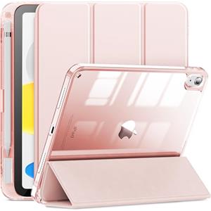 INFILAND Custodia per iPad (A16) 11./10. Generazione (2025/2022), Cover Smart Case Antiurto con Retro Trasparente, Protezione con Funzione Auto Sleep/Wake, Rosa