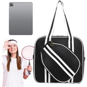 Mimoqk Borsa da tennis, borsa per attrezzatura da tennis, borsa impermeabile per racchette, borsone di grande capacità, elegante borsa da tennis, borsa multiuso per accessori da tennis, borsa