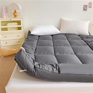 YOUGANG Materasso futon giapponese, materasso a pavimento, pieghevole, tatami, portatile, da campeggio, morbido, letto per gli ospiti, facile da riporre, coprimaterasso futon (grigio scuro, 120 x 200 cm)