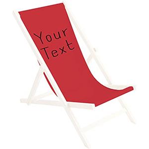 Ferocity Tela di ricambio per sedia a sdraio 131x44 cm, per giardino, terrazza e piscina intercambiabile in tessuto 100% poliestere per sedia a sdraio pieghevole in legno, motivo Il tuo testo Rosso [119]