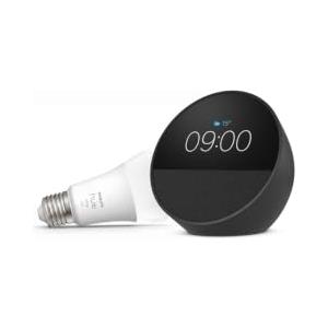 Amazon Echo Spot (Ultimo modello) con Alexa+, Antracite + Philips Hue White Lampadina LED Smart (E27), Bundle Illuminazione Intelligente con Controllo Vocale