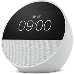 Amazon Echo Spot (modello 2024) | Sveglia intelligente con audio di qualità | Bianco, con Accesso Anticipato ad Alexa+