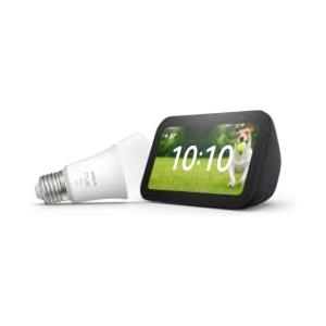 Amazon Echo Show 5 (Ultimo modello) con Alexa+, Antracite + Philips Hue White Lampadina LED Smart (E27), Bundle Illuminazione Intelligente con Controllo Vocale