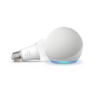 Amazon Echo Dot (Ultimo modello) con Alexa+, Bianco Ghiaccio + Philips Hue White Lampadina LED Smart (E27), Bundle Illuminazione Intelligente con Controllo Vocale