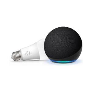 Amazon Echo Dot (Ultimo modello) con Alexa+, Antracite + Philips Hue White Lampadina LED Smart (E27), Bundle Illuminazione Intelligente con Controllo Vocale