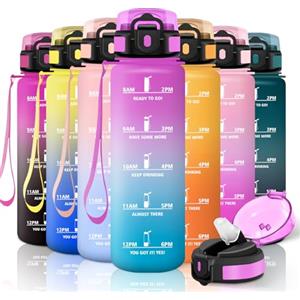 Motswedi Borraccia con Cannuccia, 1000ml senza BPA, Borraccia Palestra, a Prova di Perdite, Bottiglia Acqua per Capretti, Adulto, Palestra, Yoga, Sport, Rosa Rosso & Ciano