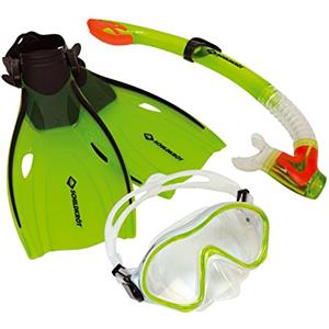 Schildkröt Snorkel Set Bermuda per Bambini, 3 Pezzi - Occhiali, Tubo, Pinne Regolabili, Silicone, in una Pratica Borsa