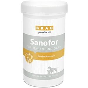 GRAU L'originale Sanofor, Brugo naturale per la flora intestinale, neutralizza l'eccesso di succhi gastrici e riduce l'acidità gastrica, integratore alimentare per cani e gatti, 1 confezione da 1 kg