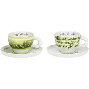 THUN - Set 2 Tazze Medie con Piattino, Collezione Caffè al Volo8,95x6,10H 210cc D14,6