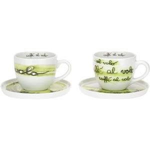 THUN - Set 2 Tazze Grandi con Piattino, Collezione Caffè al Volo10,6x8,7H 450cc D17,6