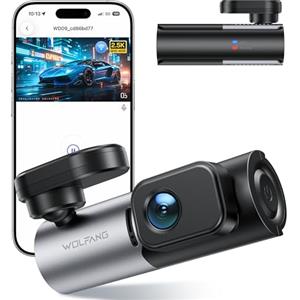 WOLFANG 1440P Dash Cam Auto WiFi Dashcam, Mini Dash Camera Auto 2.5K Telecamera Anteriore con App,170° Grandangolo, Visione Notturna,G-Sensor, WDR, Monitor di Parcheggio, Registrazione in Loop