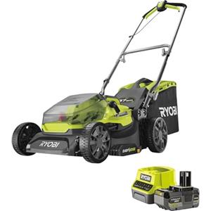 Ryobi RY18LM37A‑140 Tagliaerba Brushless a Batteria 18 V ONE+, Larghezza 37 cm, 6 Livelli Altezza, EasyEdge™, Sacco 45 L, Batteria 4 Ah e Caricabatterie Inclusi