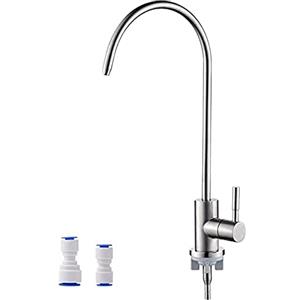 Ibergrif M22301A Rubinetto per Acqua Potabile, Rubinetto Lavello Cucina, Miscelatore Cucina in Acciaio Inossidabile per Osmosi Inversa o Sistema di Filtraggio dell'acqua, da 1/4" e 3/8", Argento