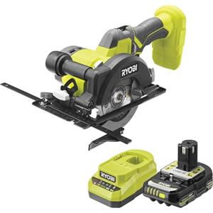 Ryobi Sega Circolare Compatta a Batteria 18V ONE+, Kit con Batteria 2.0Ah e Caricatore, Lama 115 mm, Profondità Taglio 43 mm, 5200 giri/min, R18CS115-1C20GP
