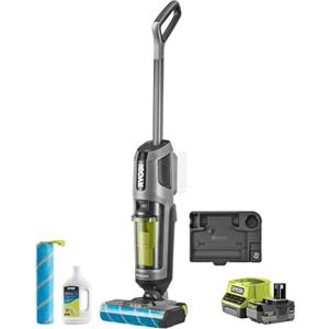 RYOBI Lavasciuga Pavimenti Senza Fili 18V 3-in-1, Doppio Serbatoio Acqua Pulita/Sporca, Motore Brushless, Batteria 4.0 Ah e Caricabatterie Inclusi, RASV18BL-1C40GL