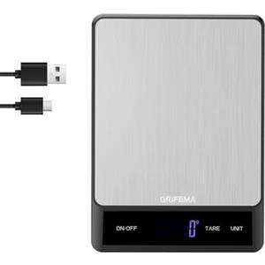 GRIFEMA GA2008-1 Bilancia da Cucina Ricaricabile 5 kg/11 lb LCD USB-C