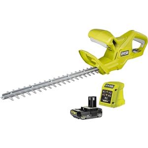 Ryobi Tagliasiepi a Batteria 18V 40 cm, Capacità di Taglio 16 mm, Lame Affilate al Diamante, Leggero e Compatto, con Batteria 2.0 Ah e Caricabatterie, RY18HT40A-120P