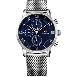 Tommy Hilfiger Orologio Multifunzione al Quarzo da Uomo di 44mm con Quadrante Blu, Cassa in Acciaio Inossidabile e Bracciale in Rete, Resistente all'Acqua 3ATM - 1791398