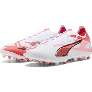 Puma Ultra 5 Match MG - Scarpe da Calcio Unisex, Puma White-Puma Black-Glowing Red,