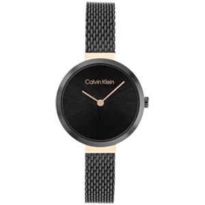 Calvin Klein Orologio Analogico al Quarzo da Donna Collezione MINIMALISTIC T BAR 28MM MESH con Cinturino in Maglia Metallica in Acciaio Inossidabile Nero - 25200084
