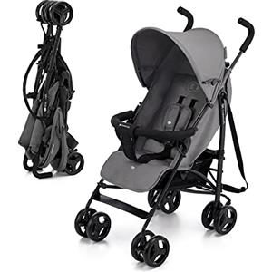 kk Kinderkraft Kinderkraft TIK Passeggino Leggero e Compatto 6,5 kg, Passeggino da Viaggio Pieghevole, Schienale Reclinabile fino a Sdraiato, Copertura Antipioggia Inclusa, fino a 15 kg, Grigio