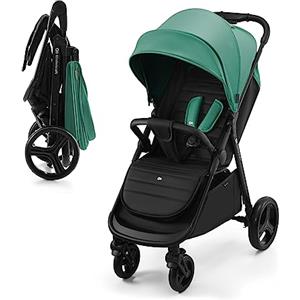 kk Kinderkraft Kinderkraft RINE Passeggino leggero fino 22 kg, Chiusura con una mano, Capotta impermeabile con filtro UPF50+, Barra di sicurezza girevole, Portabicchiere, Verde