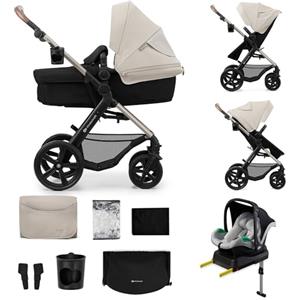 kk Kinderkraft Kinderkraft MOOV 2, passeggino multifunzionale 4 in 1 trio neonato, navicella e passeggino 2 in 1, seggiolino auto MINK PRO i-Size, ruote antiforatura, Grigio