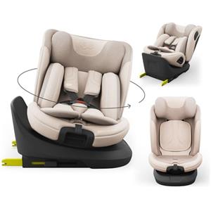 kk Kinderkraft Kinderkraft I-GROW 2 PRO Seggiolino auto 0-36 kg, I-SIZE 40-150 cm, Seggiolino 360 girevole, con Isofix Base, Reclinabile Posizione sdraiata, Poggiatesta regolabile, Gruppo 0 1 2 3, Beige