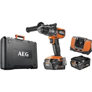RYOBI AEG Trapano Avvitatore a Percussione Brushless 18V Professionale con 2 Batterie 5.0Ah e Valigetta, Mandrino in Metallo, 110 Nm, 31.500 colpi/min, 2 Velocità, LED, BSB18C3BL-502C